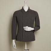 Double Breasted Cashmere and Merino Knitted Jacket In Chocolate