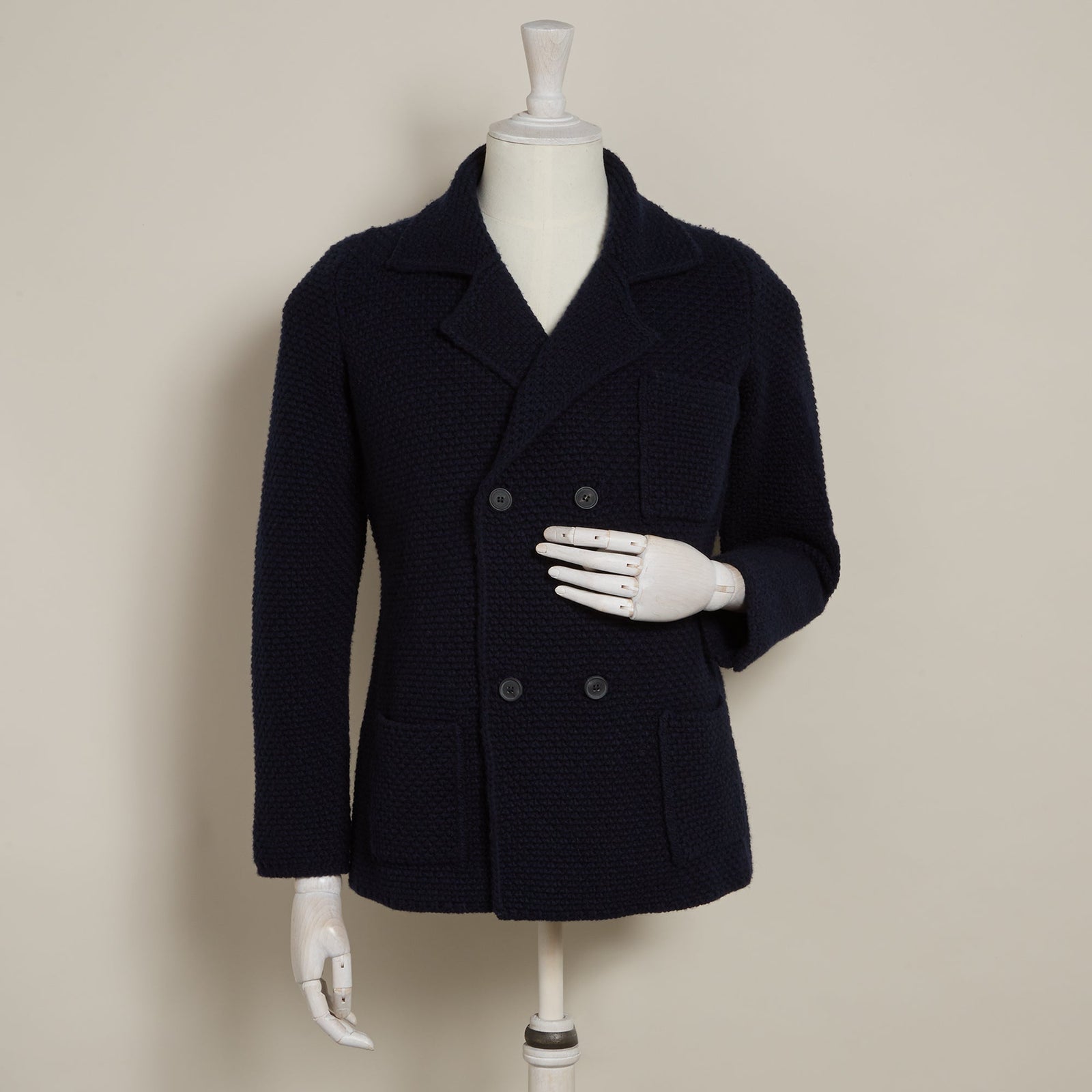 Double Breasted Cashmere And Merino Knitted Jacket In