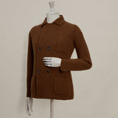 Double Breasted Cashmere And Merino Knitted Jacket In