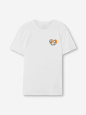 Men's T-Shirt Pima Cotton White Jungle Motif