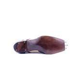 Oxford In Leather And Canvas Full Brogueing Cuban Heel