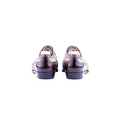 Oxford In Leather And Canvas Full Brogueing Cuban Heel