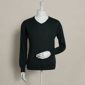 Lightweight Merino V-Neck Sweater In Dark Green
