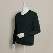 Lightweight Merino V Neck Sweater In Dark Green