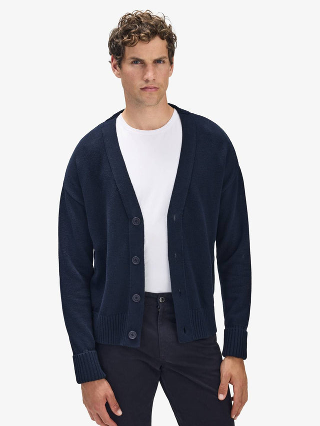 Navy Blue Cotton Cardigan