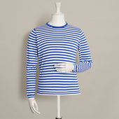 Soft Cotton Striped Sweater In Blue