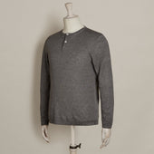 Knitted Linen Henley Shirt In Grey