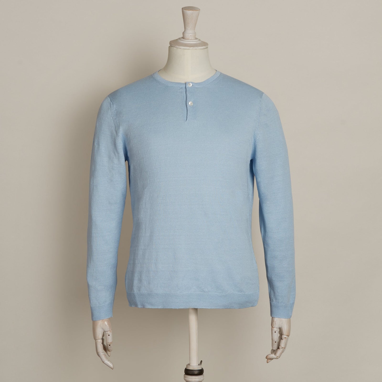 Knitted Linen Henley Shirt In