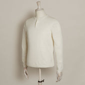 Knitted Linen Henley Shirt In