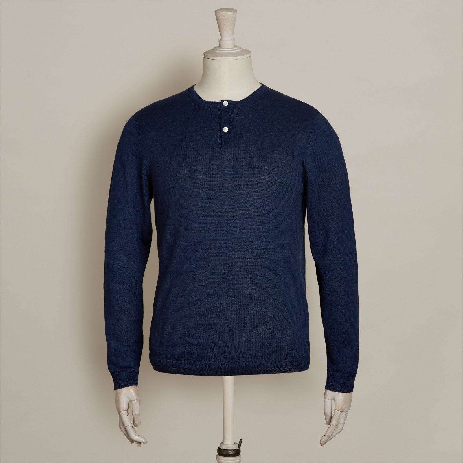Knitted Linen Henley Shirt In