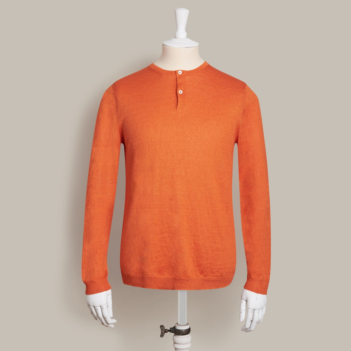 Knitted Linen Henley Shirt In
