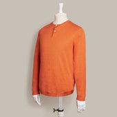 Knitted Linen Henley Shirt In