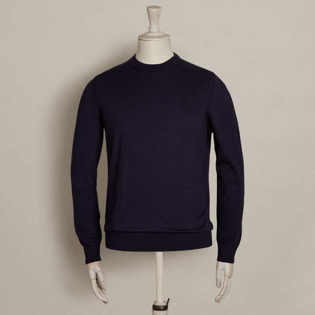 Sea Island Cotton Sweater In Navy