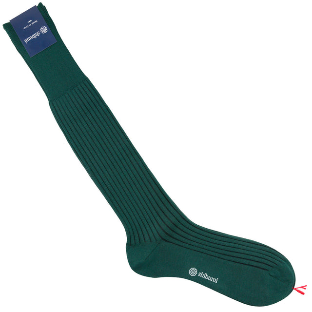 Knee Socks - Shadow Stripes - Forest / Black - Pure Cotton