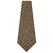 James Crowther Checked Bespoke Wool Tie Brown Red