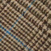 James Crowther Checked Bespoke Wool Tie - Brown / Sky Blue