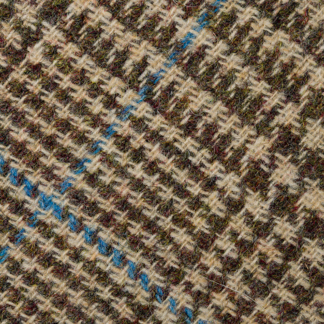 James Crowther Checked Bespoke Wool Tie - Brown / Sky Blue