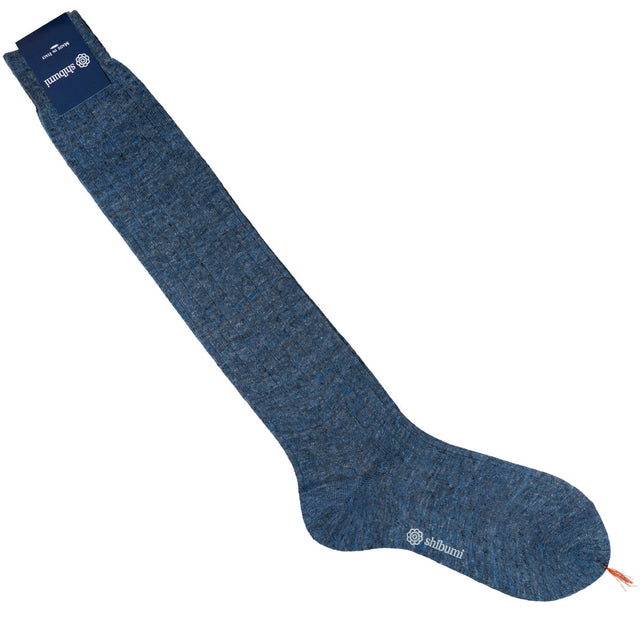 Knee Socks - Ribbed - Denim - Linen