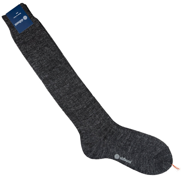 Knee Socks - Ribbed - Charcoal - Linen