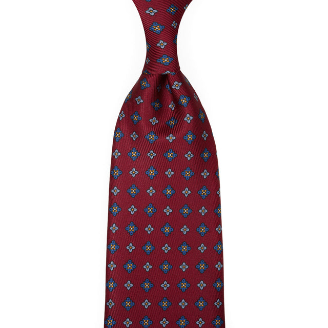 50oz Floral Printed Silk Bespoke Tie - Cherry