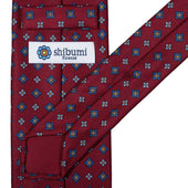 50oz Floral Printed Silk Tie Cherry Hand Rolled