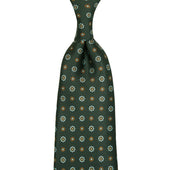 50oz Floral Printed Silk Tie - Madder Green - Hand-Rolled