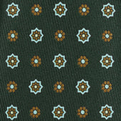 50oz Floral Printed Silk Tie Madder Green Hand Rolled