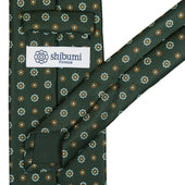 50oz Floral Printed Silk Tie Madder Green Hand Rolled