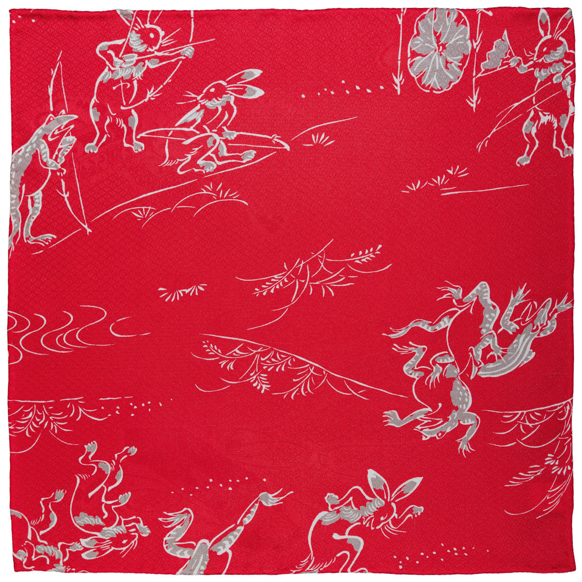 Vintage Kimono Silk Pocket Square Red