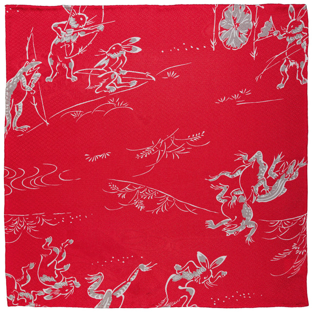 Vintage Kimono Silk Pocket Square - Red