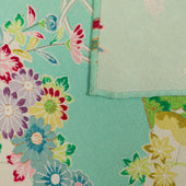 Vintage Kimono Silk Pocket Square Green