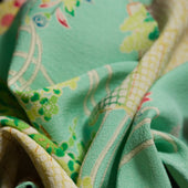 Vintage Kimono Silk Pocket Square Green