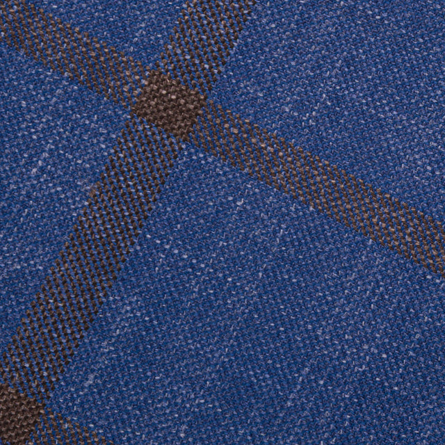 Checked Bespoke Wool / Silk Tie - Blue