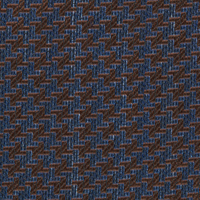Houndstooth Bespoke Wool Tie - Navy / Brown