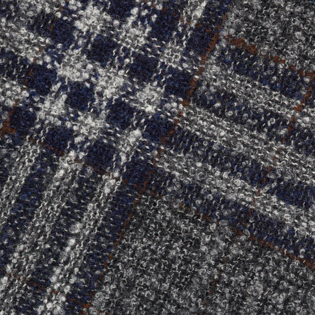 Checked Bespoke Wool Tie - Grey / Navy