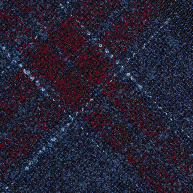 Checked Bespoke Wool Tie - Navy / Burgundy
