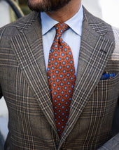 Floral Printed Silk Tie Hand Rolled