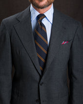 Striped Fina Grenadine Silk Tie Navy Yellow Red