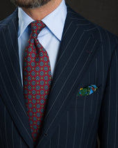Samurai Motif Wool Silk Pocket Square 40x40cm
