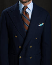 Striped Grossa Grenadine Silk Tie Rust Sky