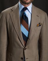 Japanese Repp Stripe Silk Tie Navy Brown
