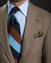 Samurai Motif Wool Silk Pocket Square 40x40cm