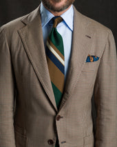 Japanese Repp Stripe Silk Tie Navy Forest Brown