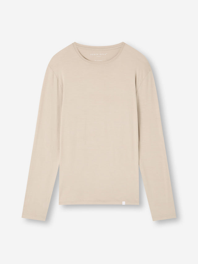 Men's Long Sleeve T-Shirt Basel Micro Modal Stretch Light Stone