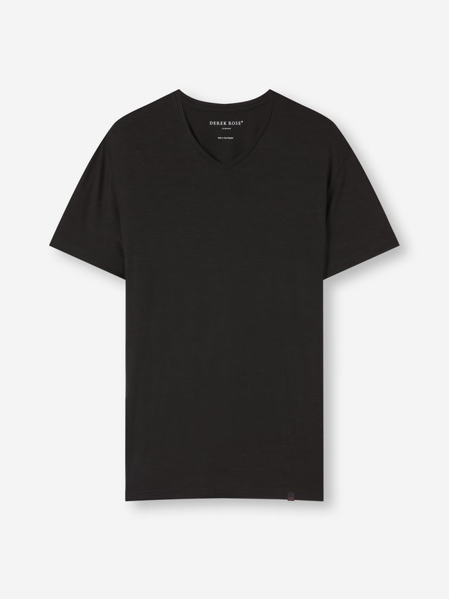 Men's V-Neck T-Shirt Basel Micro Modal Stretch Black