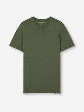 Men's V-Neck T-Shirt Basel Micro Modal Stretch Evergreen