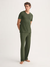 Men S V Neck T Shirt Basel Micro Modal Stretch Evergreen