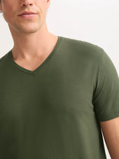 Men S V Neck T Shirt Basel Micro Modal Stretch Evergreen
