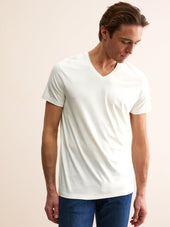 Men S V Neck T Shirt Basel Micro Modal Stretch Vanilla