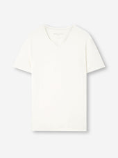 Men S V Neck T Shirt Basel Micro Modal Stretch Vanilla